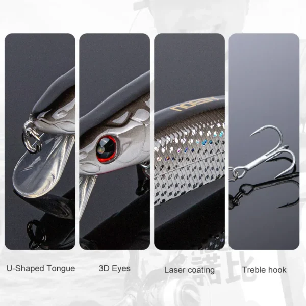NOEBY Fishing Lure Wobbler Floating Minnow Jerkbait 125mm 23g Long Casting Wobblers Artificial Bait for Pike Bass Fishing Lure - Image 5