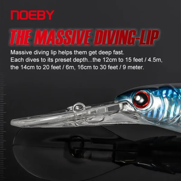 Noeby Minnow Trolling Lure Set - 3pcs (120mm, 140mm, 160mm) - Image 5