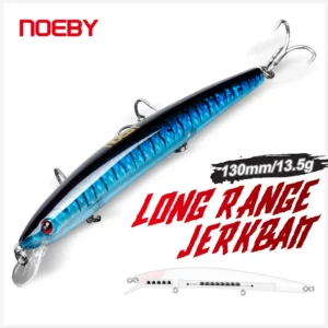 NOEBY Minnow Fishing Lure 130mm 13.5g Floating Long Casting Slim Jerkbait Artificial Hard Bait for Bass Fishing Tackle Lures