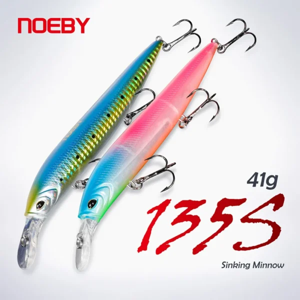NOEBY Ultra Long Casting Minnow Fishing Lure 135mm 41g Sinking Jerkbaits Artificial Hard Bait for Bass Tackle Fishing Lures