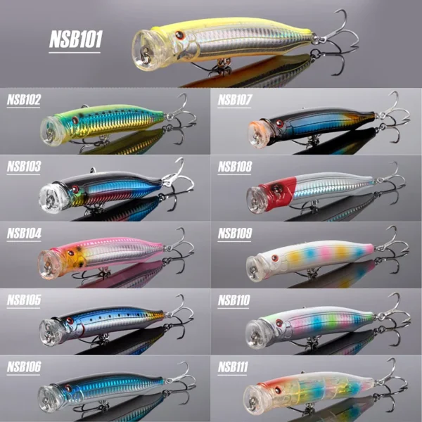 Noeby Popper Lures 10cm20g 12cm29g 15cm55g Topwater Artificial Fishing Hard Bait Wobblers for Pike Tuna Fishing Lure Tackle - Image 3