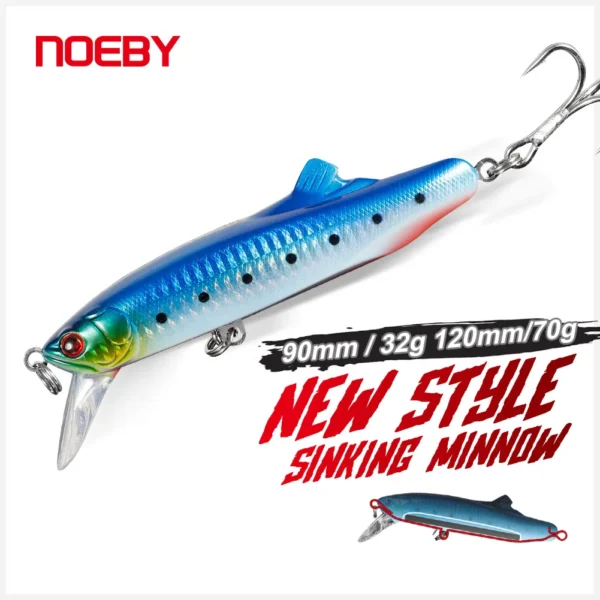 NOEBY Minnow Fishing Lure 90mm 32g 120mm 70g Sinking Wobblers Long Casting Artificial Hard Bait for Saltwater Fishing Lures