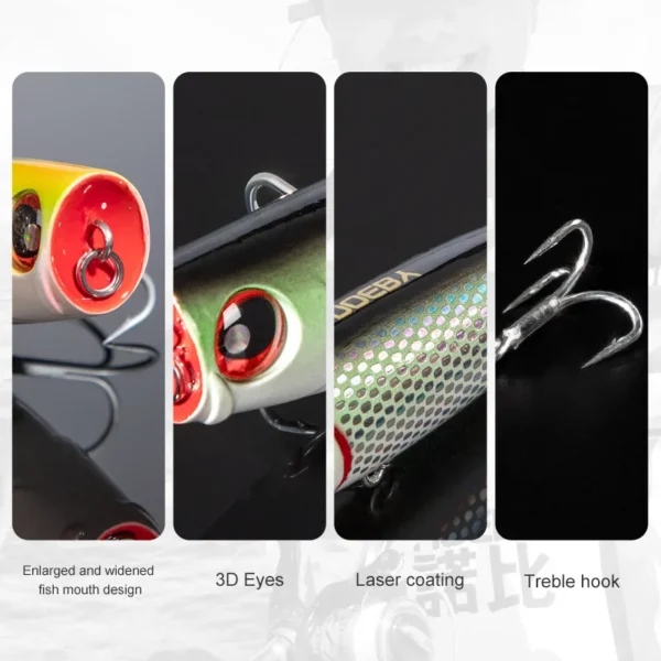 NOEBY 3Pcs Popper Fishing Lures 105mm 24g Topwater Wobblers Artificial Hard Bait Accessories Saltwater Freshwater Fishing Lure - Image 5