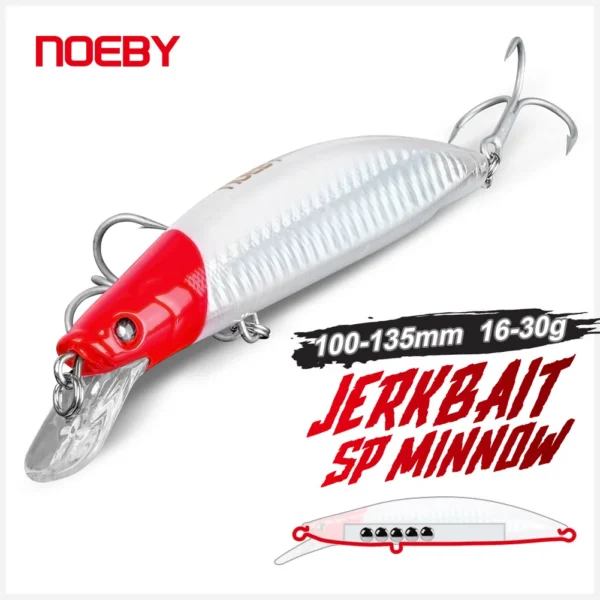 Noeby Fishing Lure Suspending Minnow 12cm 22g 24g 13cm 28g 30g Wobbler Floating Artificial Hard Bait for Bass Pike Fishing Lure