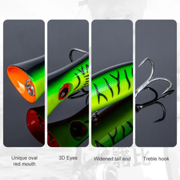 Noeby-Big Game Popper Fishing Lure, Artificial Hard Bait, Topwater Popper Wobbler, Saltwater GT Tuna Sea Fishing Lure 200mm 116g - Image 6