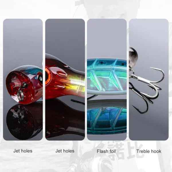 Noeby 3Pcs Fishing Lures Set Topwater Popper 130mm 50g Big Jet Popper Deep Cup Artificial Hard Bait for Sea GT Tuna Fishing Lure - Image 5