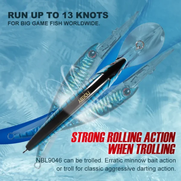 Noeby Minnow Trolling Lure Set - 3pcs (120mm, 140mm, 160mm) - Image 6