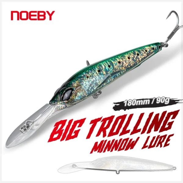 Noeby Trolling Minnow Fishing Lure 18cm 90g Sinking Big Game Wobblers Artificial Hard Bait Salterwater GT Tuna Fishing Lures