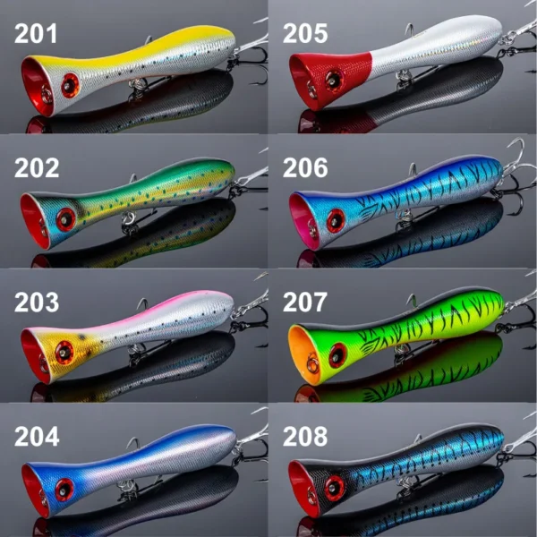 Noeby Big Game Popper Fishing Lure 205mm 133g Topwater Popper Artificial Hard Bait 4/5X Hooks for Heavy Sea GT Tuna Fishing Lure - Image 3