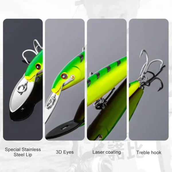 NOEBY Trolling Fishing Lure 130mm33g 185mm60g 225mm76g Metal Lip Deep Diving Minnow Artificial Hard Bait for Sea Fishing Lures - Image 5