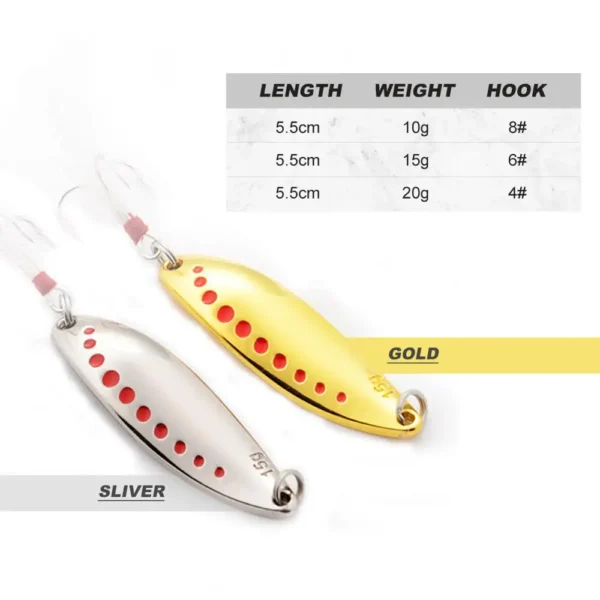 Noeby Metal Spinner Spoon Fishing Bait 10g 15g 20g Sliver Gold Casting Jig Hard Lure Feather Treble Hook for Pike Fishing Lure - Image 2