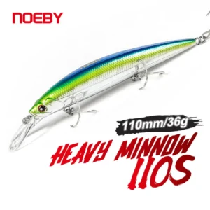 Noeby Heavy Minnow Fishing Lure 110mm 36g Sinking Electroplating Jerkbait  for Seabass