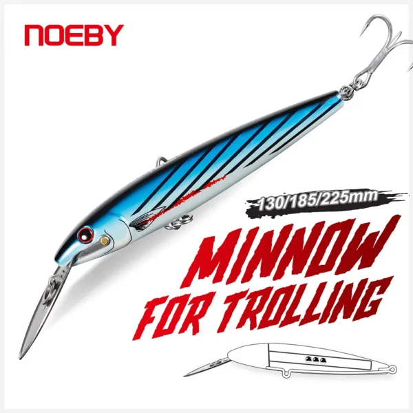 NOEBY Trolling Minnow Fishing Lure 130mm 33g 185mm 60g 225mm 76g Wobblers Artificial Hard Bait Saltwater Boat Fishing Lures