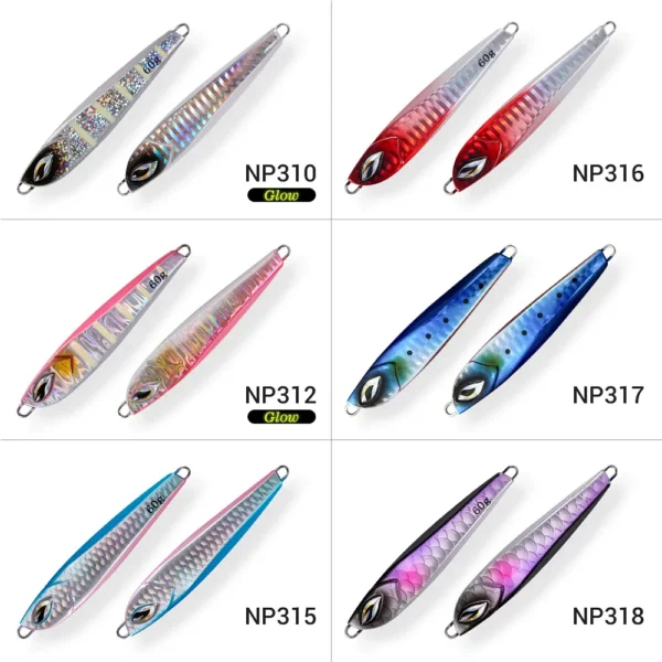 Noeby-Sardine Slide Metal Jig, Slow Jigging, Superb Jumping Spoon, Sharp Hook, Artificial Hard Bait, Saltwater Fishing Lure, 60g - Image 2