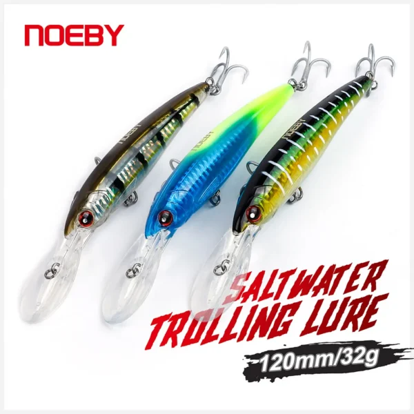 Noeby Minnow Trolling Lure Set - 3pcs (120mm, 140mm, 160mm)