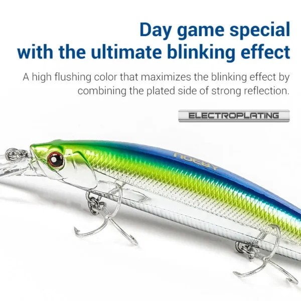 Noeby Heavy Minnow Fishing Lure 110mm 36g Sinking Electroplating Jerkbait  for Seabass - Image 5